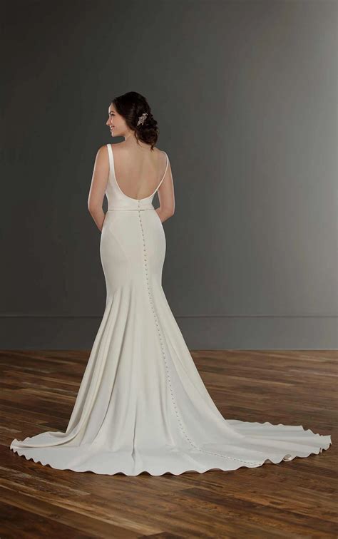 Modern Simple Wedding Dress with Pleated Train | True Society