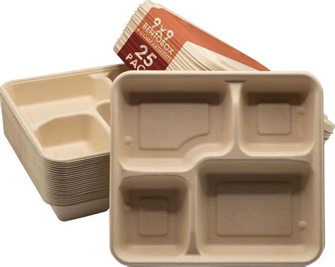 SQ USA Take Out Food Containers [BPI Certified], 9X9" 4-Compartment ...