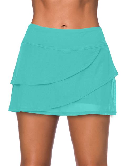 UKAP Women swim skirt High Waist Swimsuit Bottom Mesh Layered Ruffle ...
