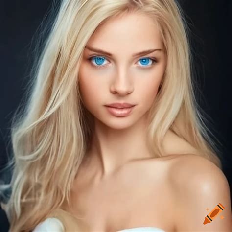 Beautiful blonde french woman with blue eyes