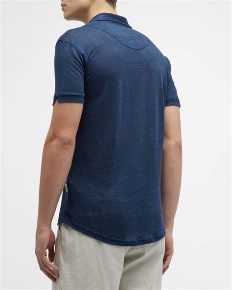 Orlebar Brown Men's Sebastian Linen Polo Shirt | Neiman Marcus