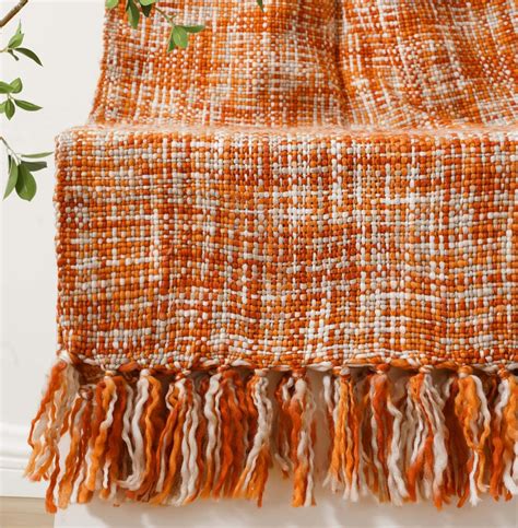 Amazon.com: BATTILO HOME Orange Throw Blanket for Couch, Decorative ...