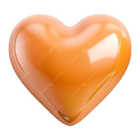 Orange Heart 3d Icon Isolated On Transparent Background, Orange Heart ...