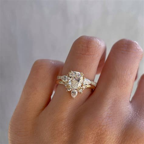 BREE - RING SETS | Elongated Cushion Trilogy Engagement Rings