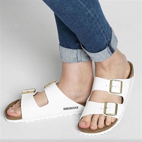Birkenstock Arizona sandals white leather size 7... - Depop