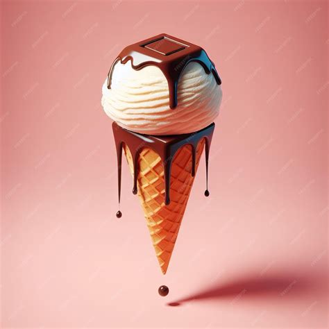Premium PSD | Cone ice cream dripping