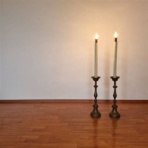 Pair of Antique Candlestick Floor Lamps, Brass Lamps, 1900s - Etsy