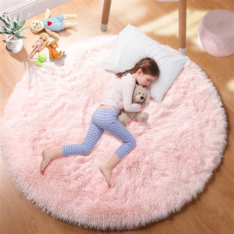 Sanmadrola Round Area Rug for Bedroom Fluffy Circle Rug 5.2'X5.2' for ...