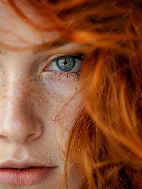 Striking Portrait of a Redhead with Freckles and Captivating Blue Eyes ...