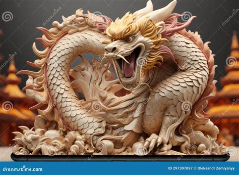 A Chinese Dragon Celebrating The Year Of The Dragon In Pastel Orange ...