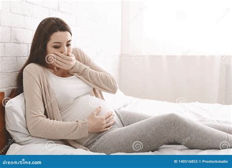 Pregnant Woman Suffering from Morning Nausea in Bed Stock Image - Image of female, sick: 140516853
