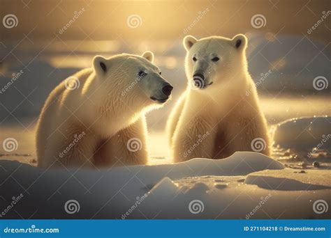 Polar Bear at Antarctica on Sunset Sky Background. Animal and Nature ...