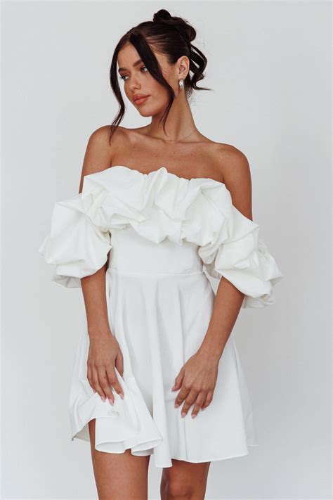 Kailynn Off-Shoulder A-Line Mini Dress White | Mini homecoming dresses ...