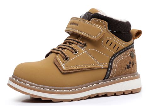 Apakowa Kids Boys Autumn Winter Boots Outdoor Comfort Warm Lining Ankle ...