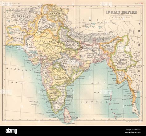 Indian Empire. British India. BARTHOLOMEW 1898 old antique map plan ...