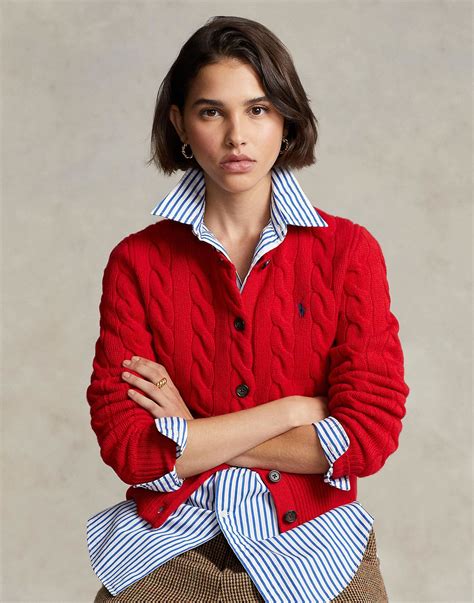 Polo Ralph Lauren Cable-knit Wool-cashmere Cardigan Donna Cardigan ...