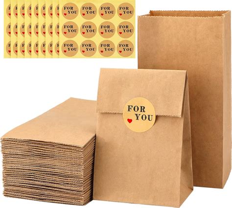 G2PLUS 100 PCs Brown Kraft Candy Paper Bags - 9x6x18 CM - Treat ...