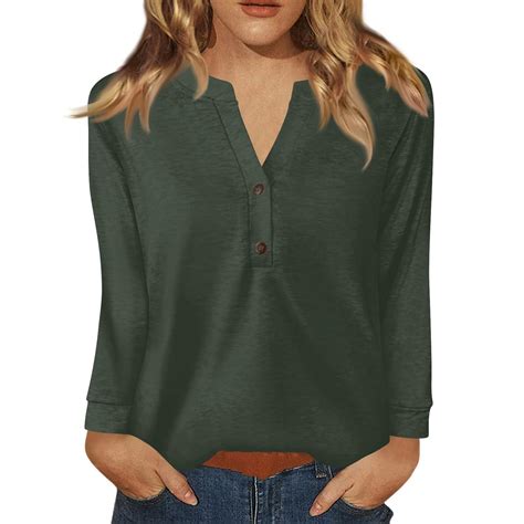 Henley Shirts for Women, Yigetop Long Sleeve Tops Women 2025 Autumn ...