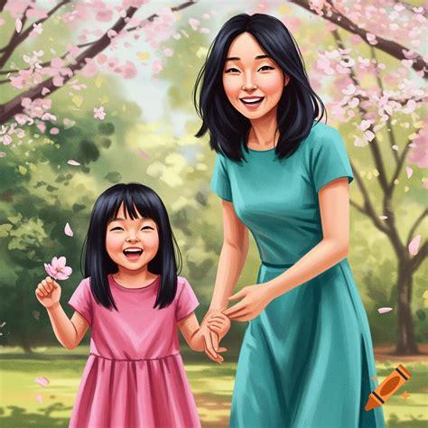 Asian mom and daughter on Craiyon