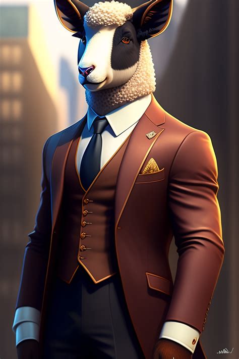 Lexica - Anthro furry humanoid sheep , three piece suit, checking watch ...