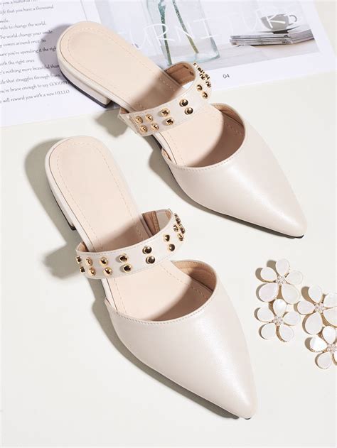 Studded Decor Flat Mules | Fashion shoes, Diy shoes, Outfit shoes