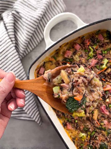 Wild Rice Hotdish With Ham and Broccoli | Loveable Lemons