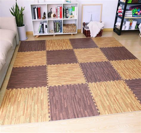 Buy Sorbus Wood Grain Floor Mats Foam Interlocking Mats Tile 3/8-Inch ...