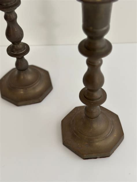 Antique Brass Candlesticks, Vintage Brass Taper Holders, Set of 2 - Etsy