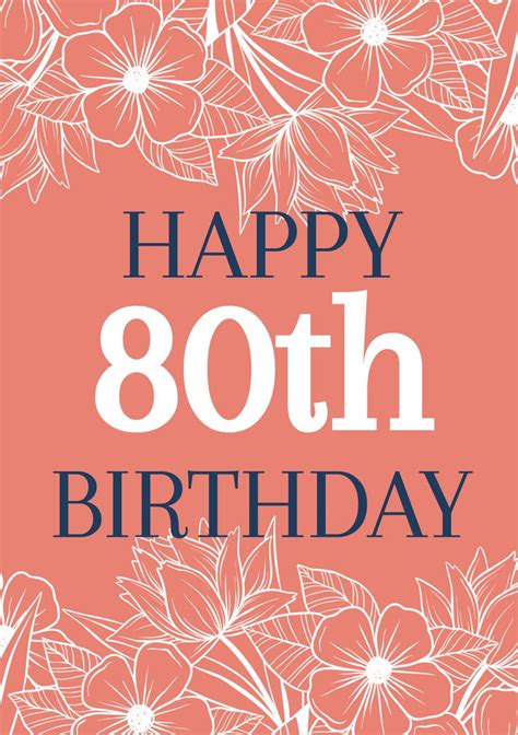 80th Birthday Greetings with Pink Floral Background - Free Stock ...