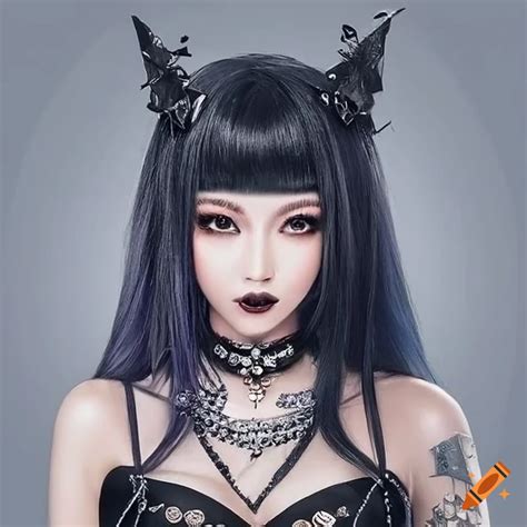 An attractive goth asian girl on Craiyon