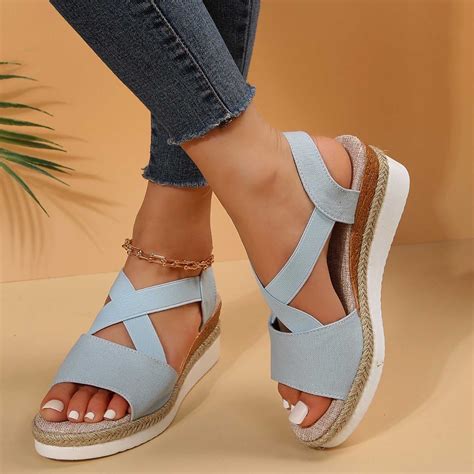 Jacenvly 2024 New Women's Summer Size Wedge Fish Mouth Roman Sandals ...