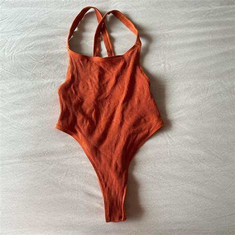 La Hana Orange one piece swimsuit with adjustable... | Depop