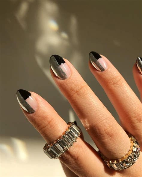 Black And Silver Tip Nail Designs