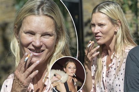 Kate Moss looks unrecognizable while smoking a cigarette