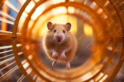 Premium Photo | Hamster running on a wheel inside its cage captured in ...