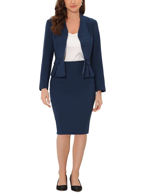 INSPIRE CHIC Women's Suit Sets Business Outfits Collarless Peplum ...