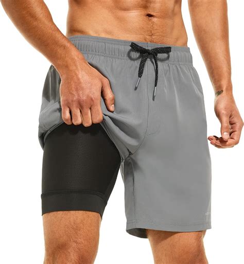 HODOSPORTS Mens Swimsuit Trunks 7" Quick-Dry Swim Shorts with Compres ...