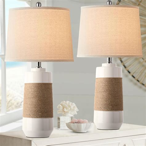 Set of 2 Table Lamps for Bedroom Living Room Coastal Ceramic Bedside ...