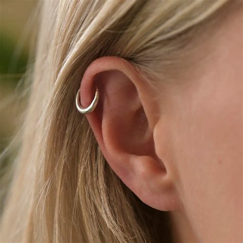 Silver Eclipse Cartilage Helix Hoop Earrings - Pair | Helix piercing ...
