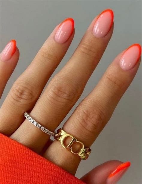 Orange Tip Nails Pink