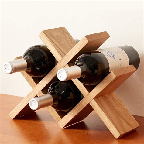 TRWISWDC Wine Rack Countertop Oak Wooden Wine Bottle Holder Rustic Free ...