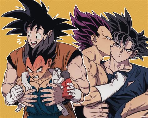 son goku and vegeta (dragon ball and 1 more) drawn by fecaa | Danbooru
