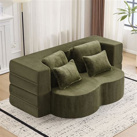 Latitude Run® Queen Size Foldable Sofa Bed, Chenille Futon Sofa Couch ...