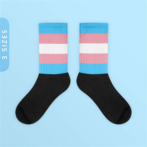 Transgender Flag Color Socks | Black Foot Sublimated Socks | LGBTQ ...