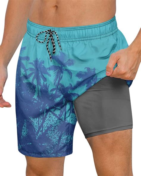 Axwujok Mens Swimming Trunks with Compression Liner Swim Shorts 7 inch ...
