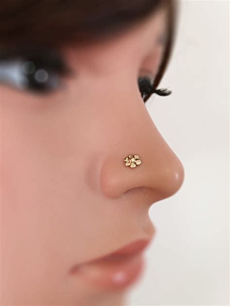 Nose Stud Gold 14K Nose Jewelry 20g Nose Piercing Stud - Etsy Israel