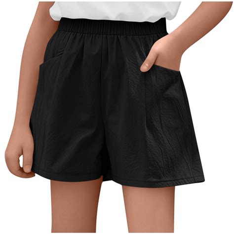 XADYUY Girls Bermuda Shorts Size 14-16 Elastic High Waisted Linen ...