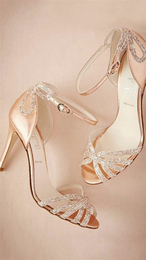 Rose gold | Gold bridal shoes, Rose gold glitter heels, Fashion heels