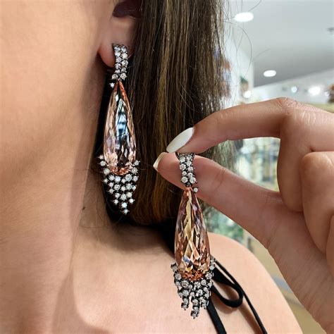 Melting Ice Morganite and Diamond Drop Earrings by MadStone For Sale at ...