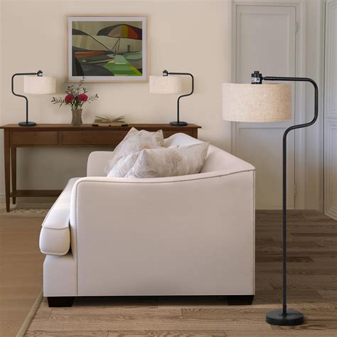 Sagebrook Home Set of 3 61"/21" Metal Floor and Table Lamps, Black ...